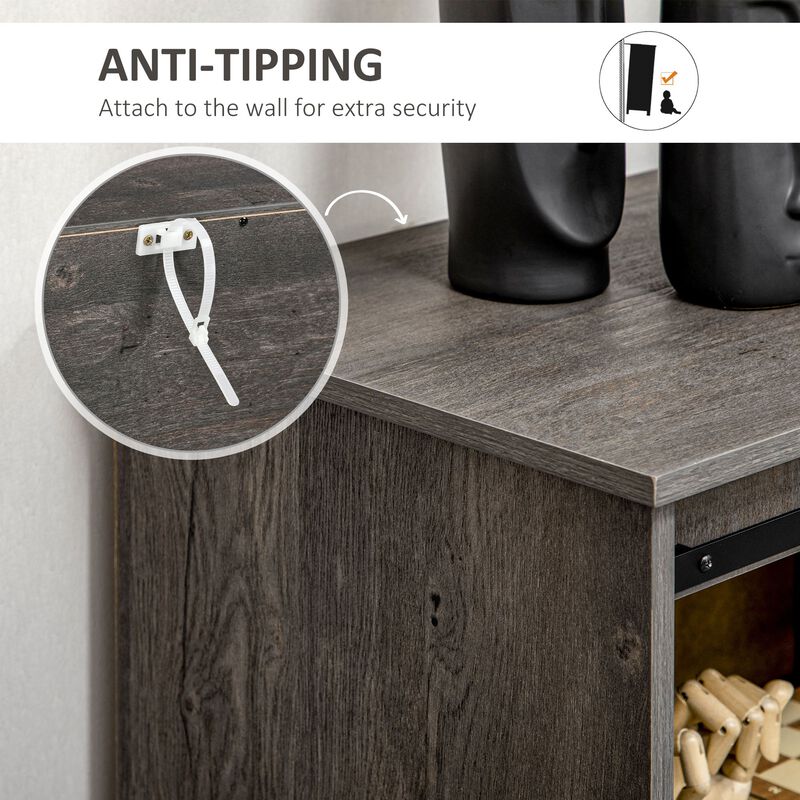 Dark Grey Kitchen Storage: Farmhouse Sideboard with Sliding Barn Door