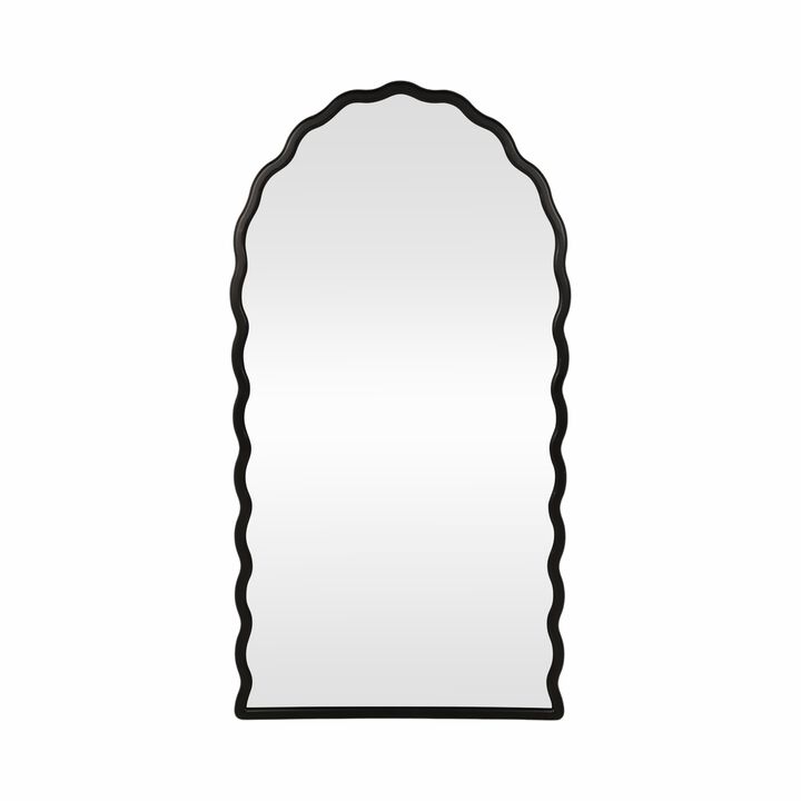 31x59" Wavy Leaner Mirror, Black