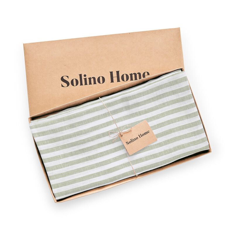 Solino Home 100% Pure Linen Round Tablecloth - Amalfi Stripe