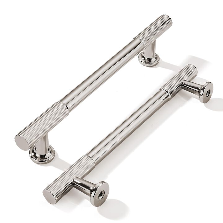 khtumeware 5 Inch Hole Center 2 Pack Polished Nickel Heavy Duty Solid Cabinet Pulls, Kitchen Drawer Handles, for Dresser cabinet