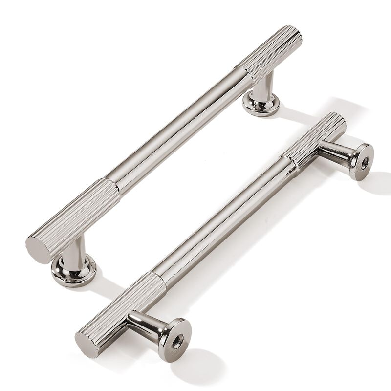 khtumeware 5 Inch Hole Center 2 Pack Polished Nickel Heavy Duty Solid Cabinet Pulls, Kitchen Drawer Handles, for Dresser cabinet