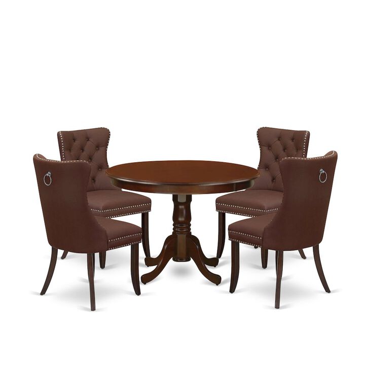 5 Piece Dinette Set Contains a Round Kitchen Table with Pedestal