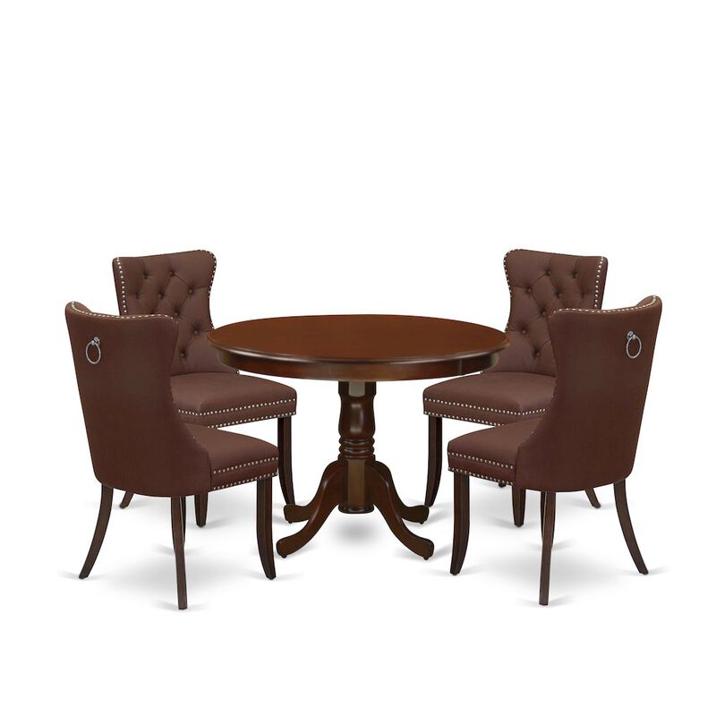 5 Piece Dinette Set Contains a Round Kitchen Table with Pedestal