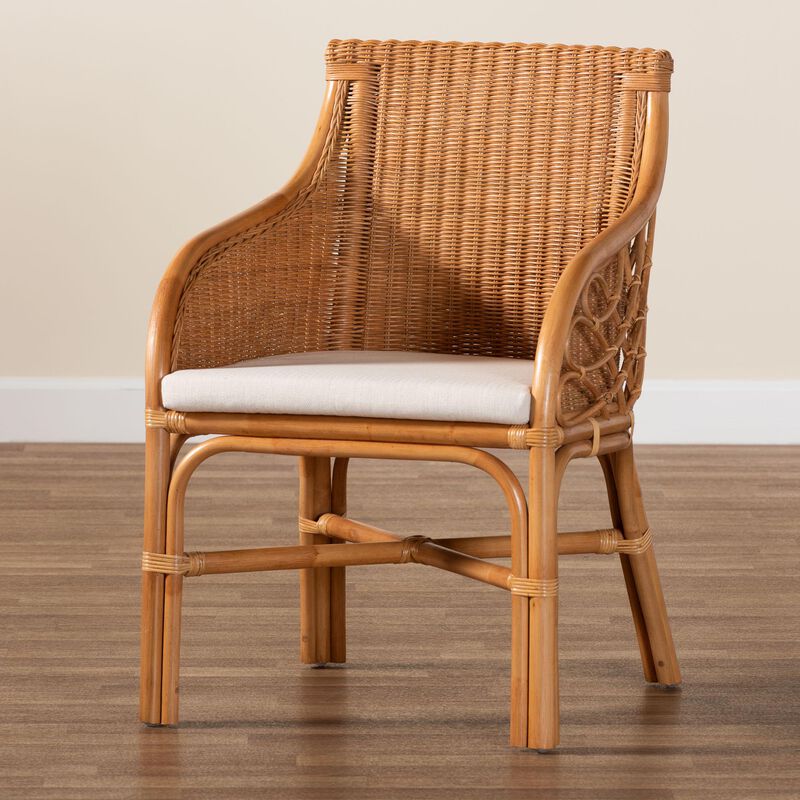 bali & pari Carolyn Bohemian Light Honey Rattan Dining Chair