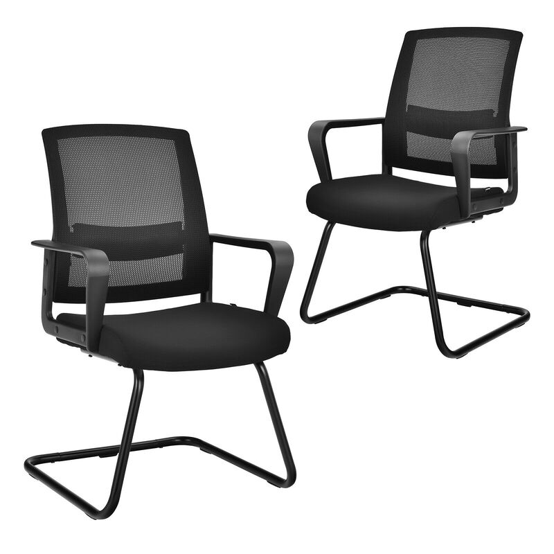 Set of 2 Conference Chairs with Lumbar Support-Black image number 0