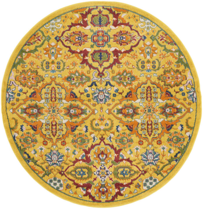 HomeRoots Round Floral Power Loom Area Rug