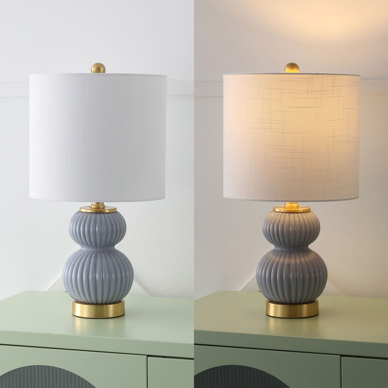 Daphne 20" Contemporary Transitional Metal/Glass Ribbed Gourd LED Table Lamp