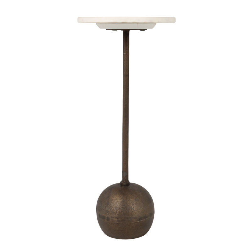 Round Marble Accent Table with Sculptural Ball Base, Antique Bronze Finish image number 3