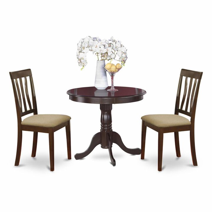 3 PC small Kitchen Table and Chairs set-round Table plus 2 Kitchen Dining Chairs