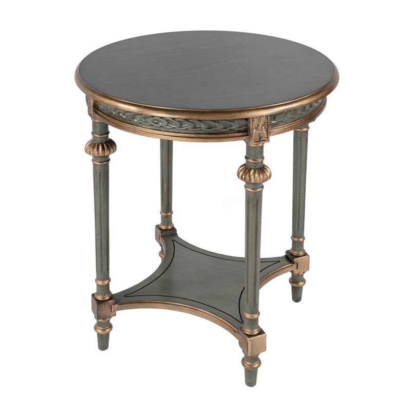 Butler Specialty Hellinger 24 in. W Round Wood Tall End Table with Open Shelf, Pastel Green image number 0