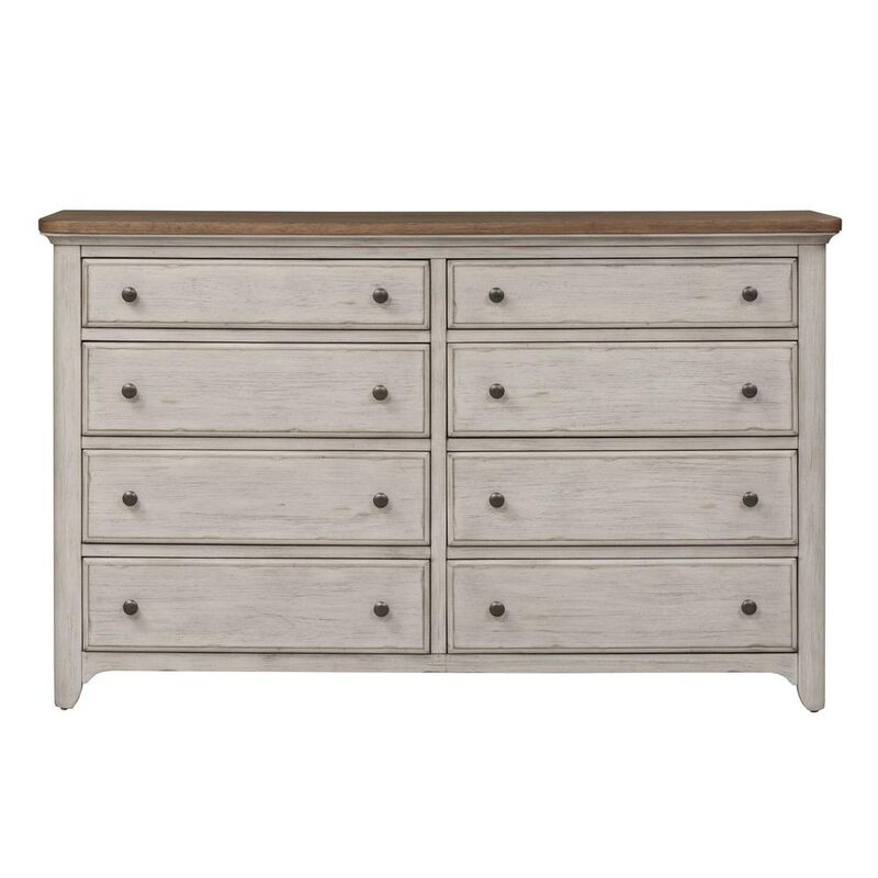 Liberty Furniture Farmhouse Reimagined 8 Drawer Dresser in Antique White w/ Chestnut Top image number 0