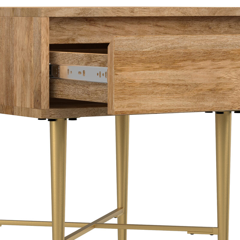Fallon SOLID MANGO WOOD 20 inch Wide Square Contemporary End Table with Drawer in Natural
