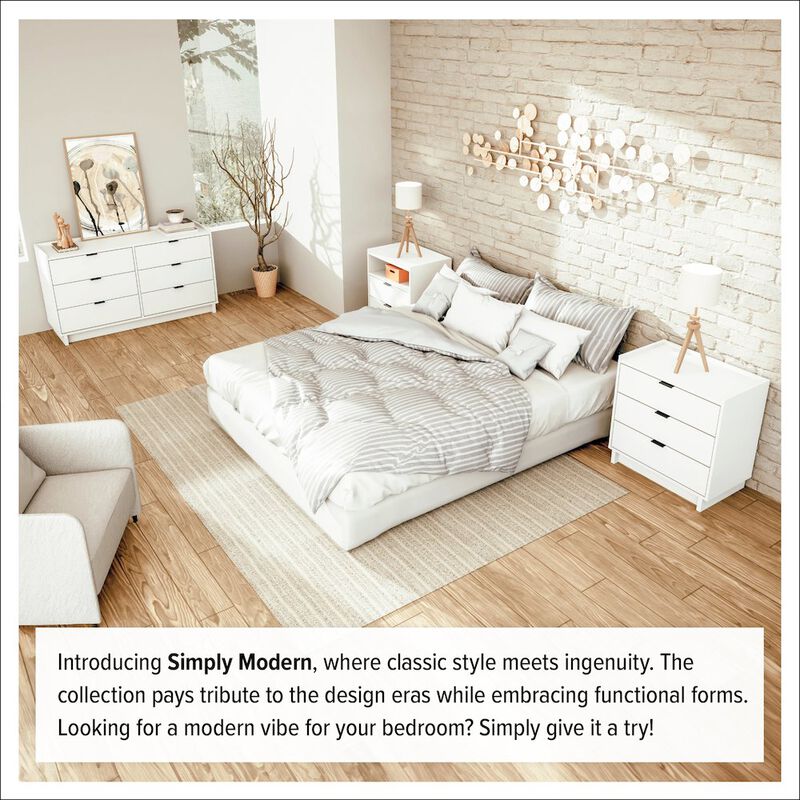 Prepac Simply Modern White 6 Drawer 52.5 W Dresser