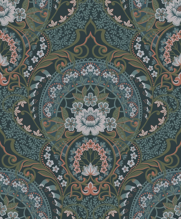 Nasrin Blueberry Damask Wallpaper (Set of 2)