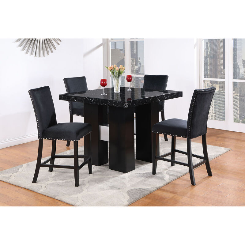 Black Upholstered Bar Stools Set of 2 image number 1