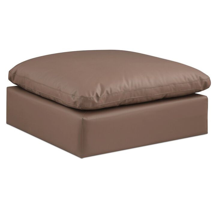 Meridian Furniture Comfy Brown Vegan Leather Modular Ottoman