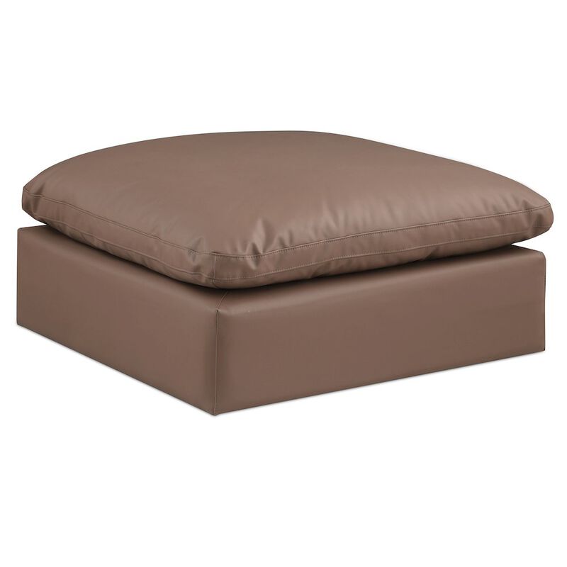 Meridian Furniture Comfy Brown Vegan Leather Modular Ottoman