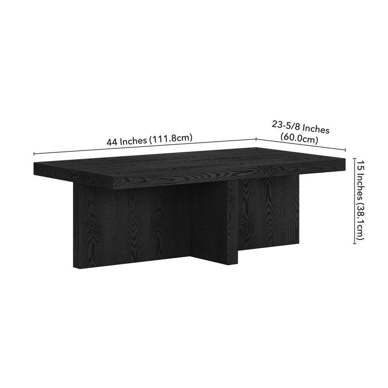 Hudson&Canal Elna 44 Wide Rectangular Coffee Table in Black Grain