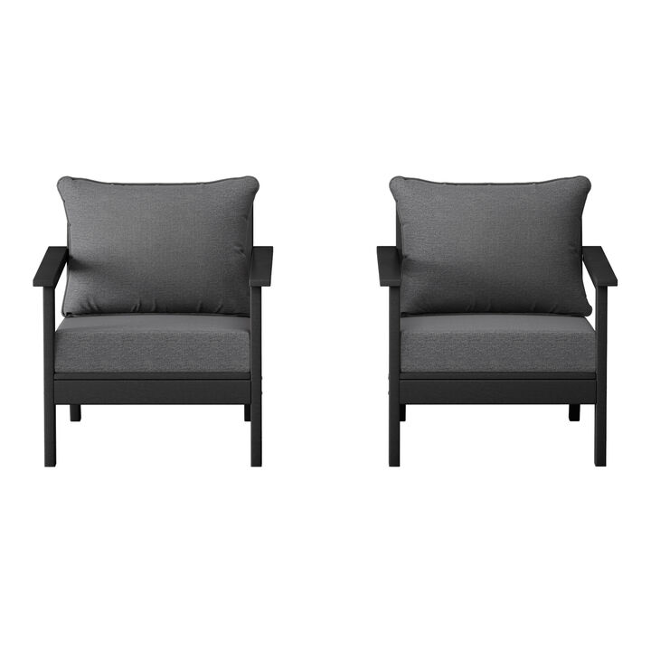 WestinTrends Outdoor Modern HDPE Patio Club Chairs with Deep Seat Cushions (Set of 2)