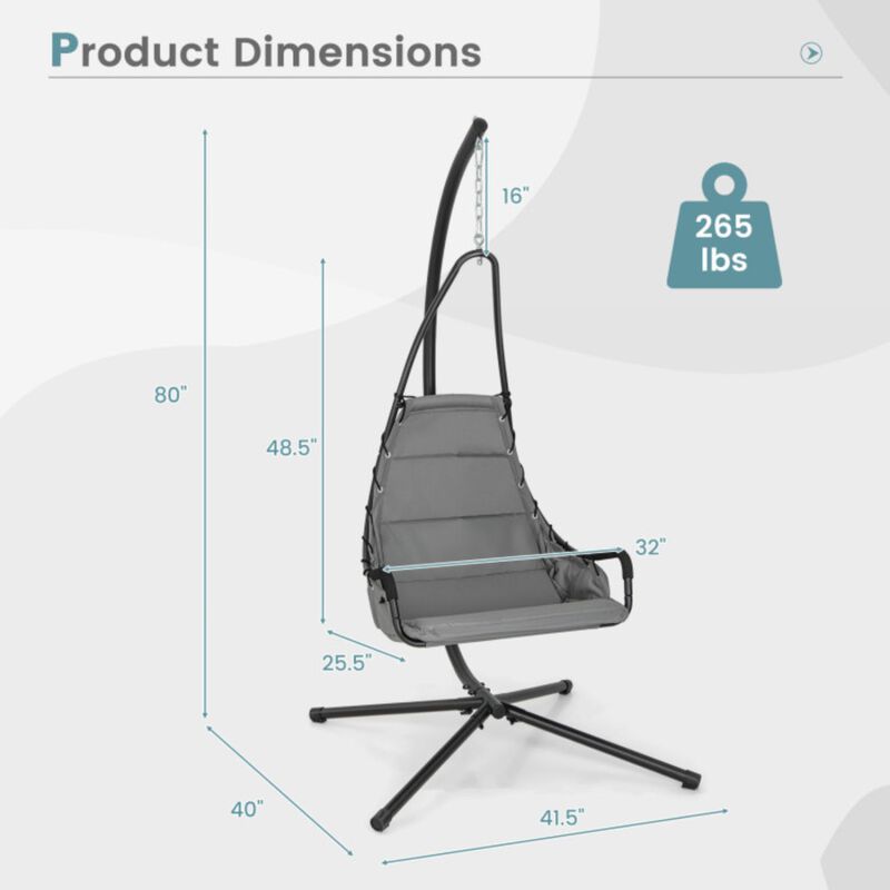 Hivvago Hanging Chair with Stand and Extra Large Padded Seat