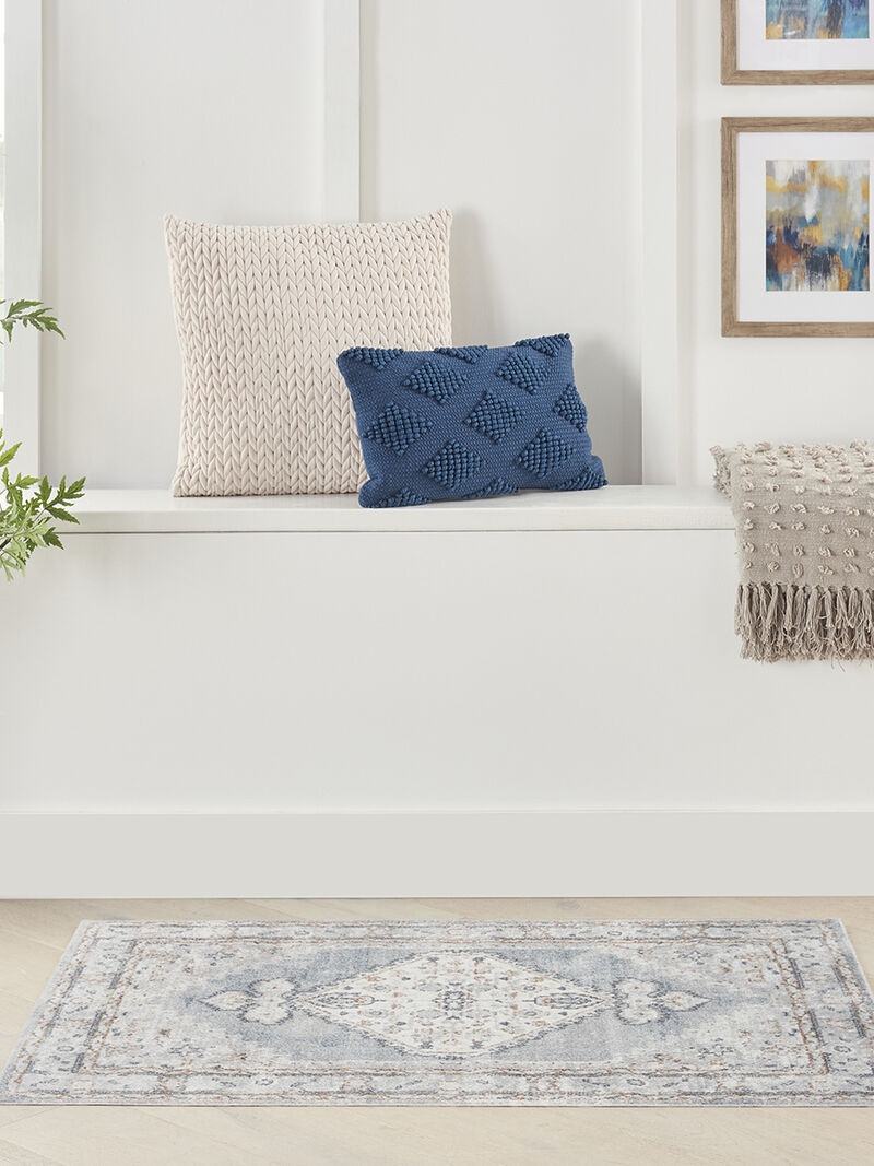 Astra Machine Washable ASW11 Light Blue 3'3" x 5' Rug