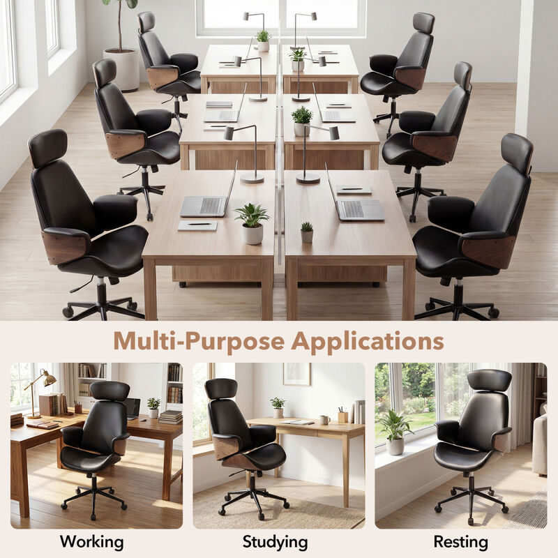 Ergonomic Office Chair with Headrest and Adjustable Height for Home Office image number 3