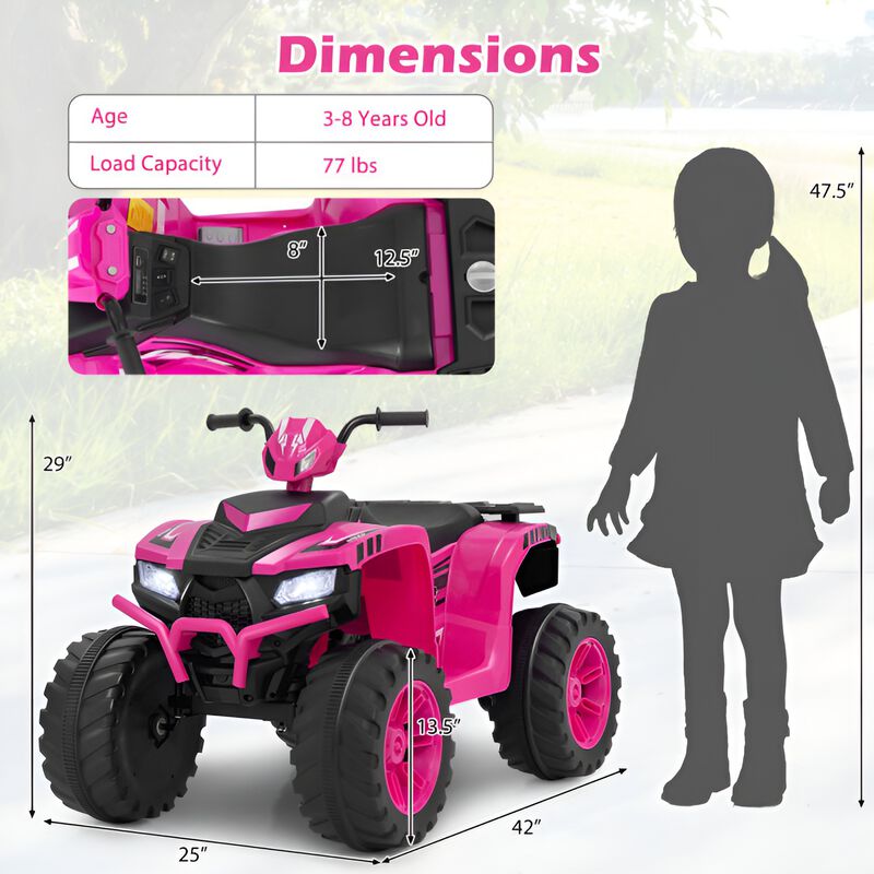 24V Electric Kids ATV Ride On Toy with Wireless Connection for Ages 3 to 8 image number 2