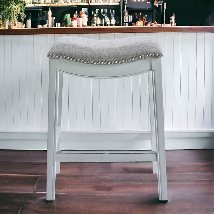 Solid Wood Bar Height Stool with Upholstered Seat, Backless Design for Home Bar