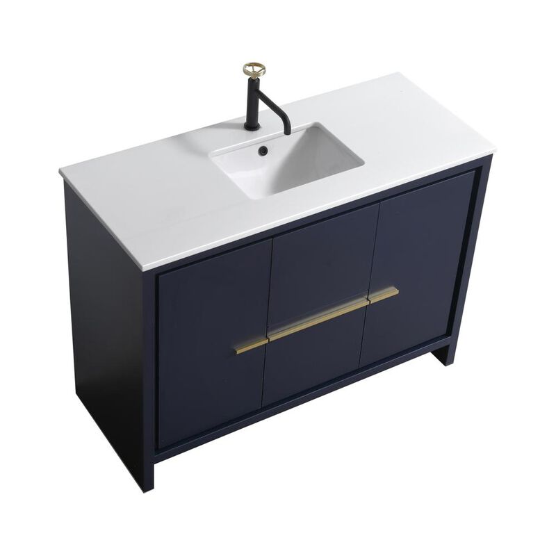 Kubebath KubeBath Dolce 48&Prime; Blue  Modern Bathroom Vanity with White Quartz Counter-Top