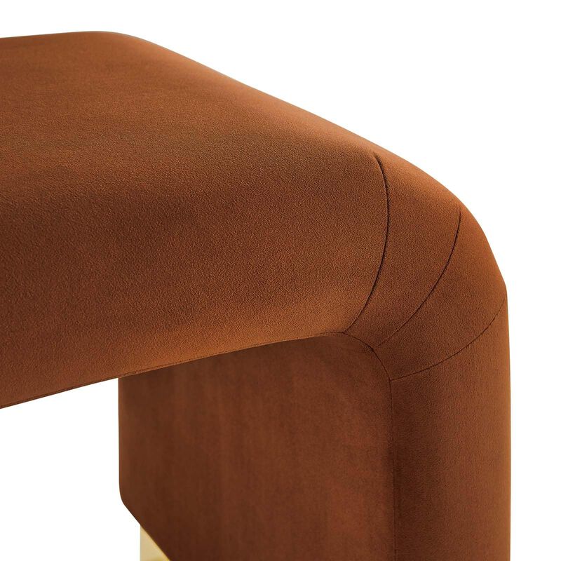Modway Koda 24" Performance Velvet Upholstered Waterfall Stool or Side Table in Brass Rust, 24 Inches image number 4