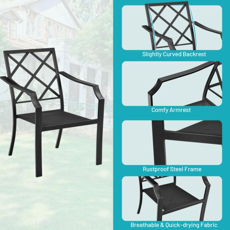 Hivvago 4 Pieces Outdoor Dining Set with Removable Cushions and Rustproof Steel Frame