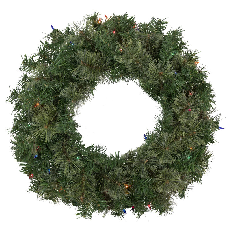 Pre-Lit Oregon Cashmere Pine Artificial Christmas Wreath  24-Inch  Multi Lights