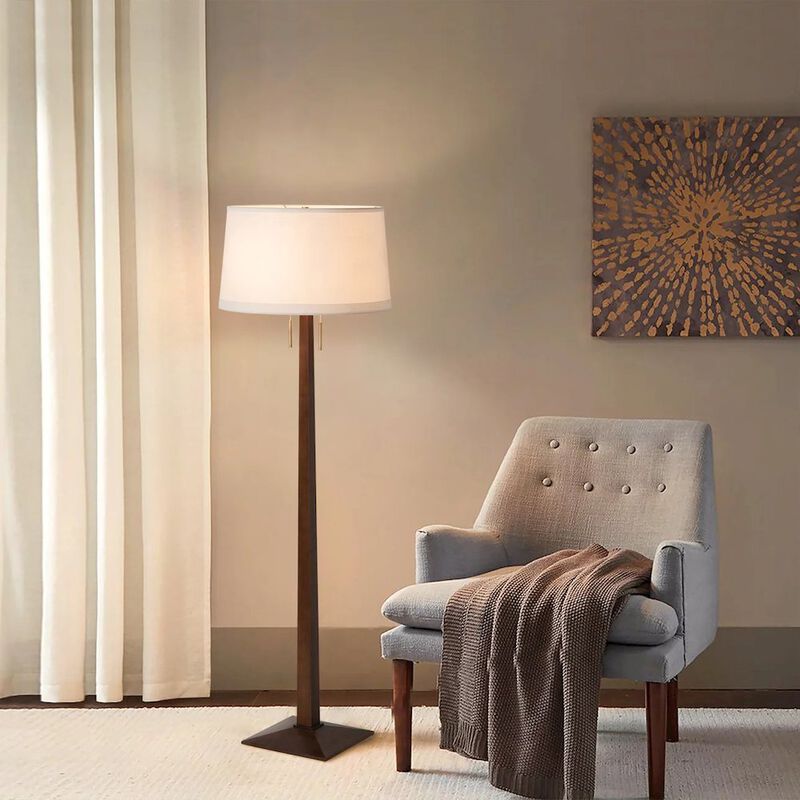 NOVA OF CALIFORNIA Taper Floor Lamp - Dark Walnut Wood Finish, Weathered Brass