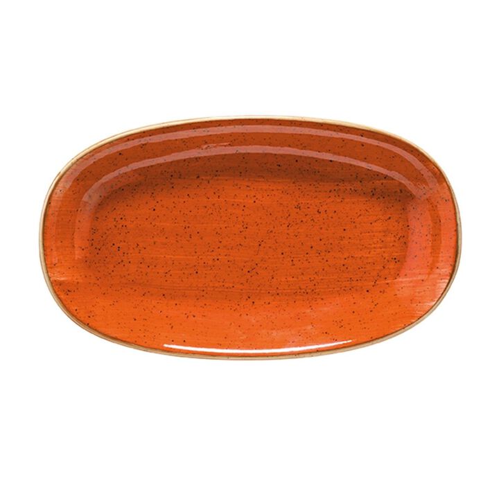 Terracota 7.5" x 4.25" x h:1" Oval Terracotta Vitrified Platter (Set of 2)