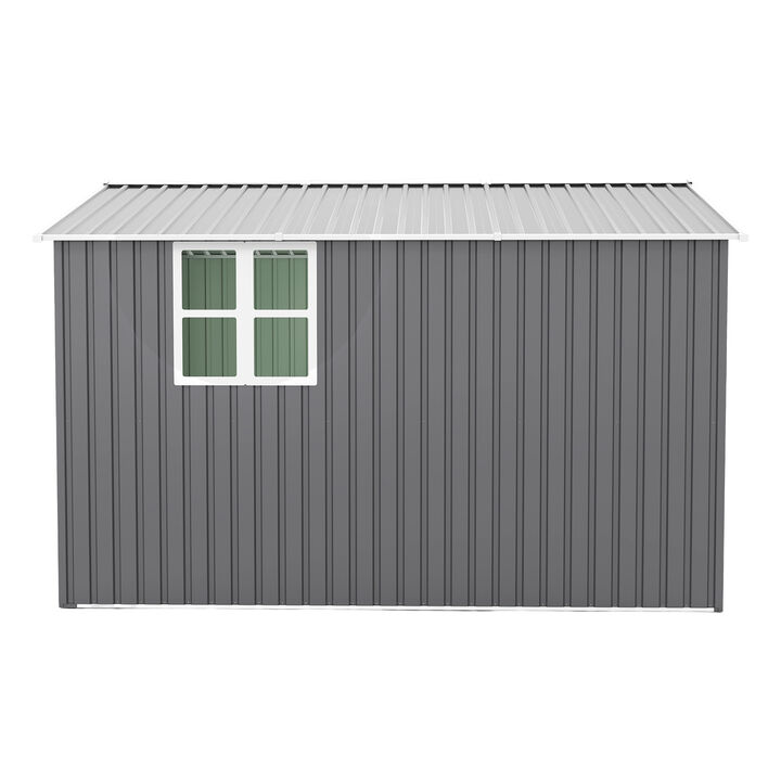 10x12 Ft Extra Large Metal Shed with Lockable Doors,  Windows