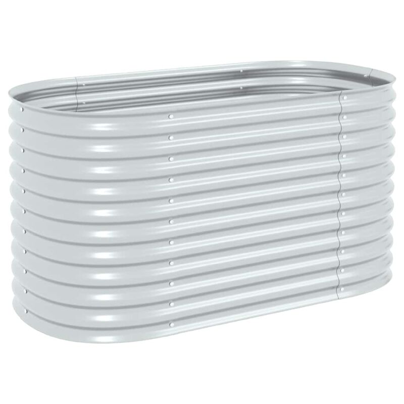 Eline Outdoor Raised Garden Bed, Silver Steel, Ribbed Design, 63 Inch image number 0