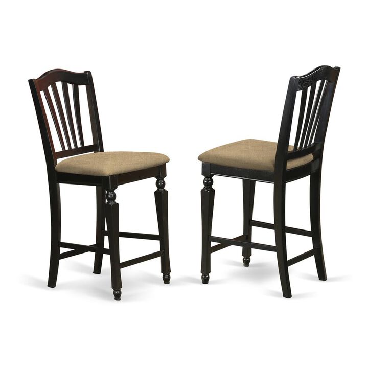 East West Furniture TRCH3-BLK-C 3 PC counter height pub set - high top Table and 2 counter height stool.