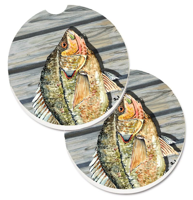 Caroline's Treasures Croppie Fish On Pier Set of 2 Cup Holder Car Coasters 8498CARC, 2.56, Multicolor