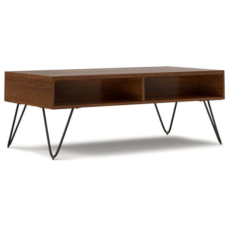 Hunter  48 inch Wide Rectangle Industrial Lift Top Coffee Table in Walnut Veneer