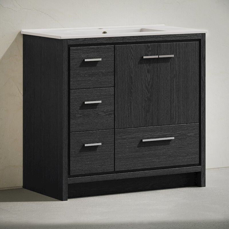 Virage 36" Freestanding Bathroom Vanity in Black Oak with Sink Top image number 4
