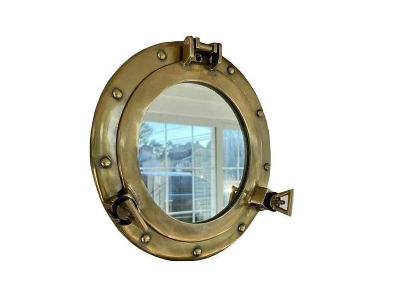 9" Brass Nautical Porthole Mirror &ndash; Wall Decor for Coastal & Pirate Themes