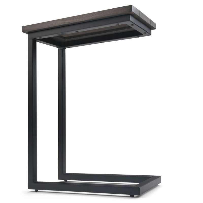 Skyler 18 inch Wide Solid Mango/Metal Industrial C Side Table in Walnut Brown/Black, Assembled
