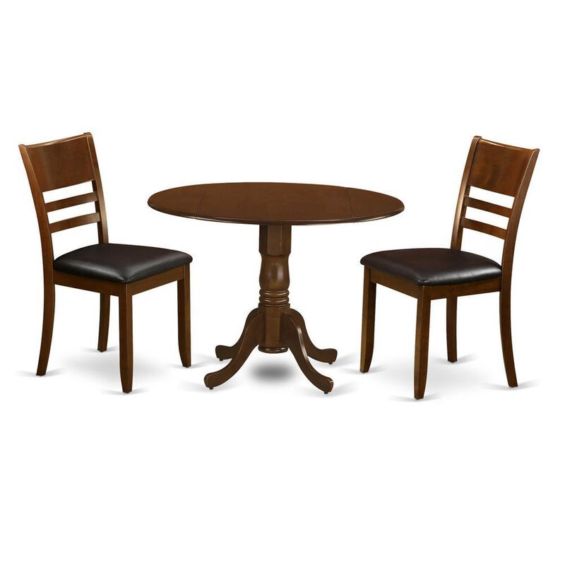 3 Pc Dinette Table with 2 drop leaves and 2 Leather Kitchen Chairs