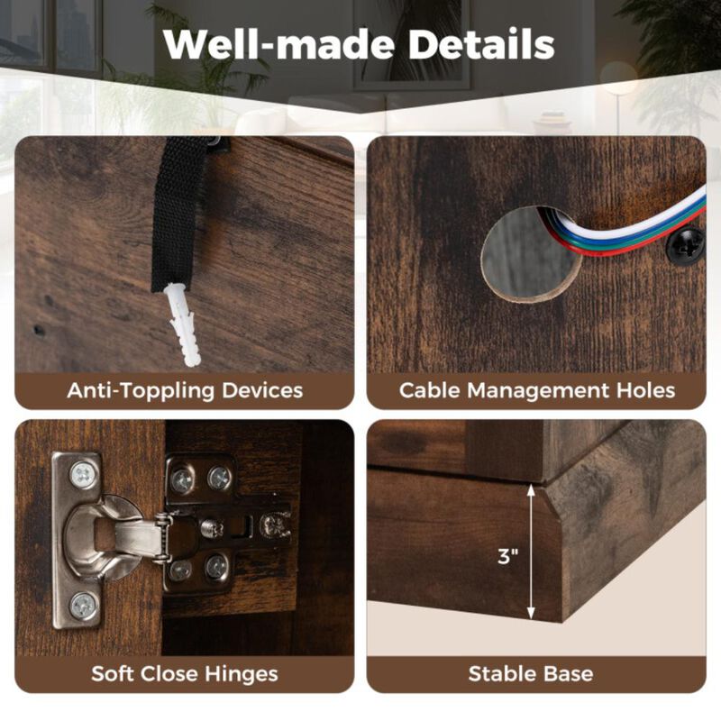 Hivvago TV Stand with Electric Fireplace LED Lights and Remote Controls for TVs Up to 40 Inch