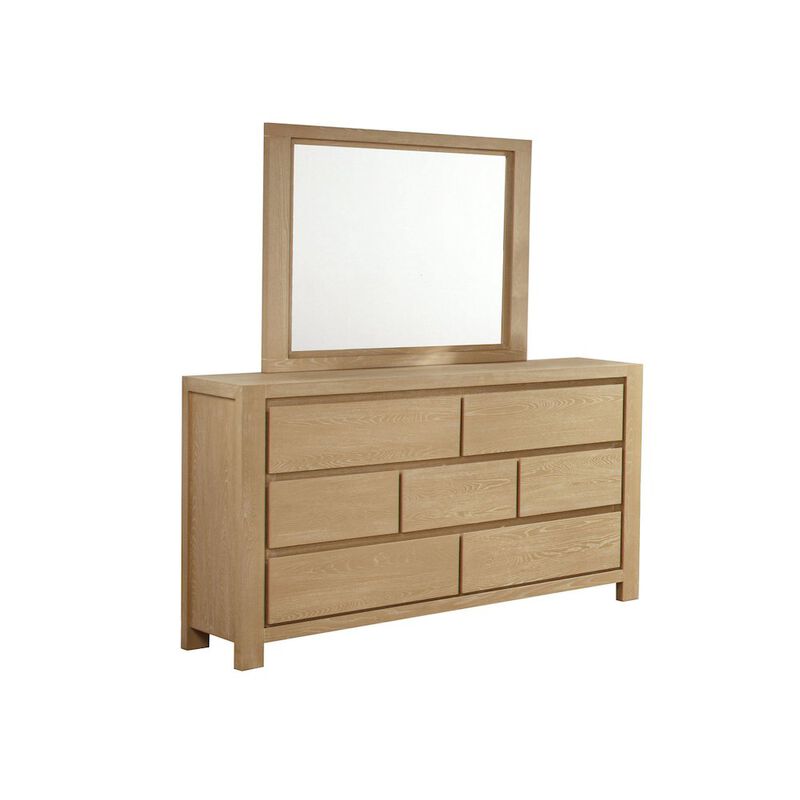 Rubber Wood Light Oak Natuiral Finish Dresser and Mirror image number 0