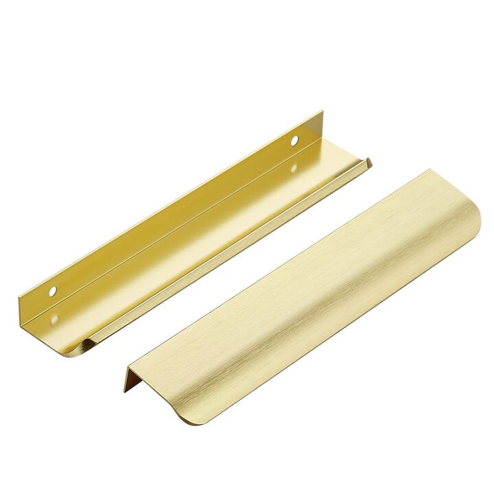 Ravinte Hardware 10 Pack Gold Cabinet Handles, 7.8 Inch (200mm) Finger Edge Pulls, 6-1/4 Inch Hole Center, Finger Pulls for Cabi