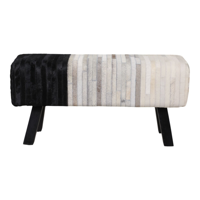 Hair On Hide Strips Patchwork Bench image number 3