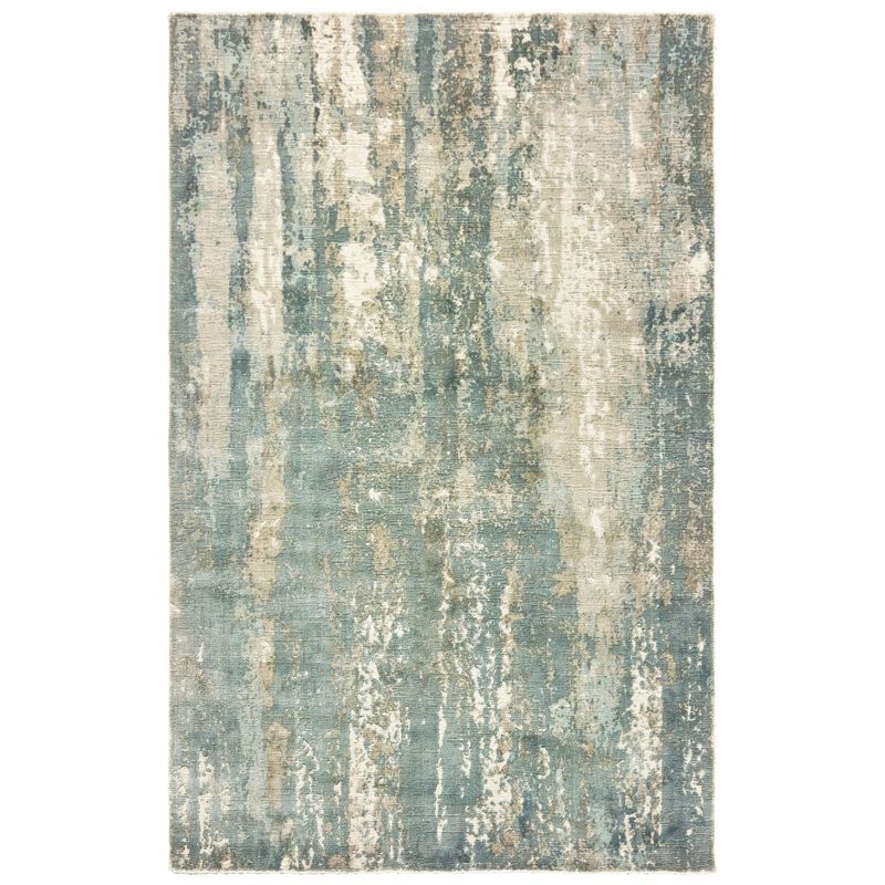 9 X 12 Blue And Gray Abstract Splash Indoor Area Rug image number 0