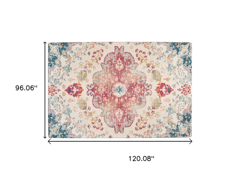 HomeRoots Medallion Distressed Area Rug image number 2