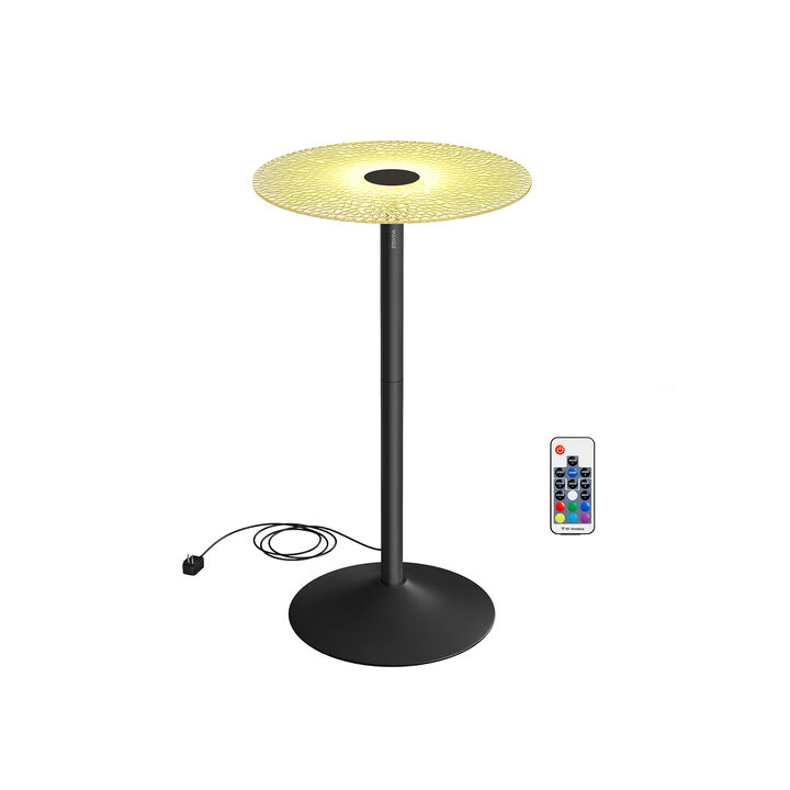 Modern Round Coffee Table with Glass Top and LED Lights – Multi-Color Light Display for Living Room or Events